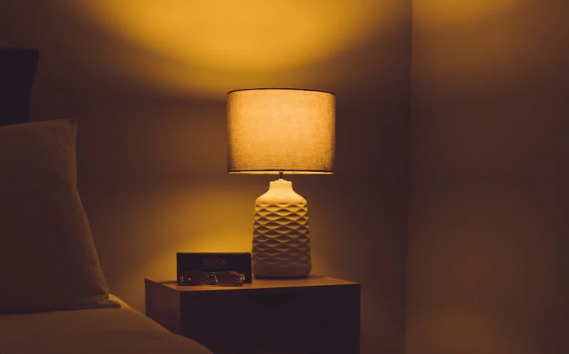 dimmed lamp in the evening